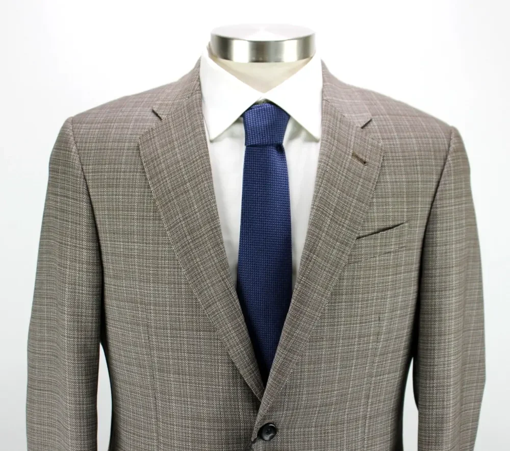 Emporio Armani Blazer 48 R fits 46 Brown White Woven Wool G Line Sport Coat New